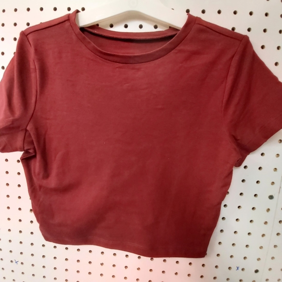 Wild Fable Girls grey and maroon red med XS and med Cropped Top - Picture 6 of 17